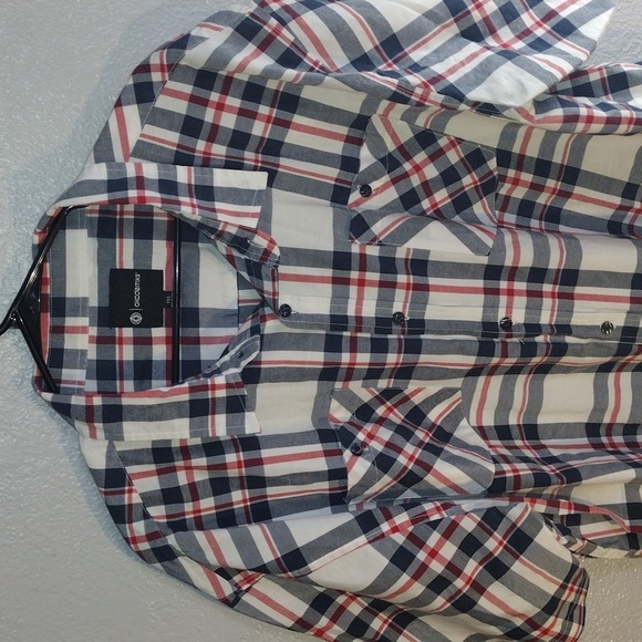 COPY - Red, White, and Blue Academiks Plaid Short Sleeved Shirt 5X - Picture 2 of 6